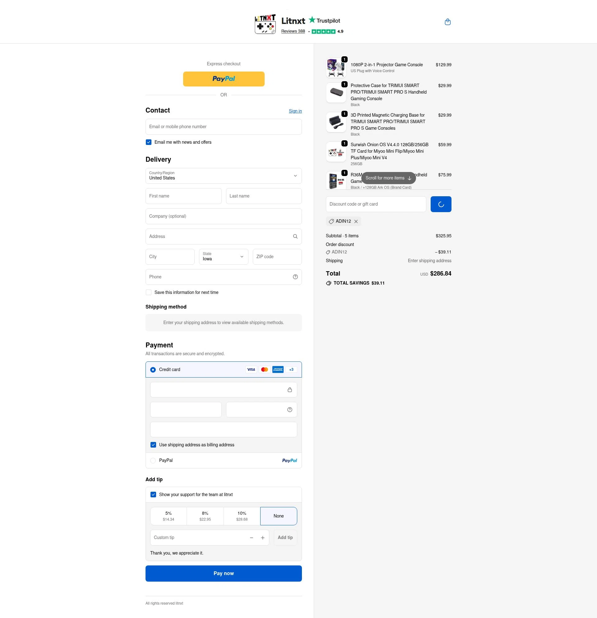 LITNXT checkout page showing LITNXT coupon code box | Screenshot taken by SimplyCodes community member on Jan 3, 2026