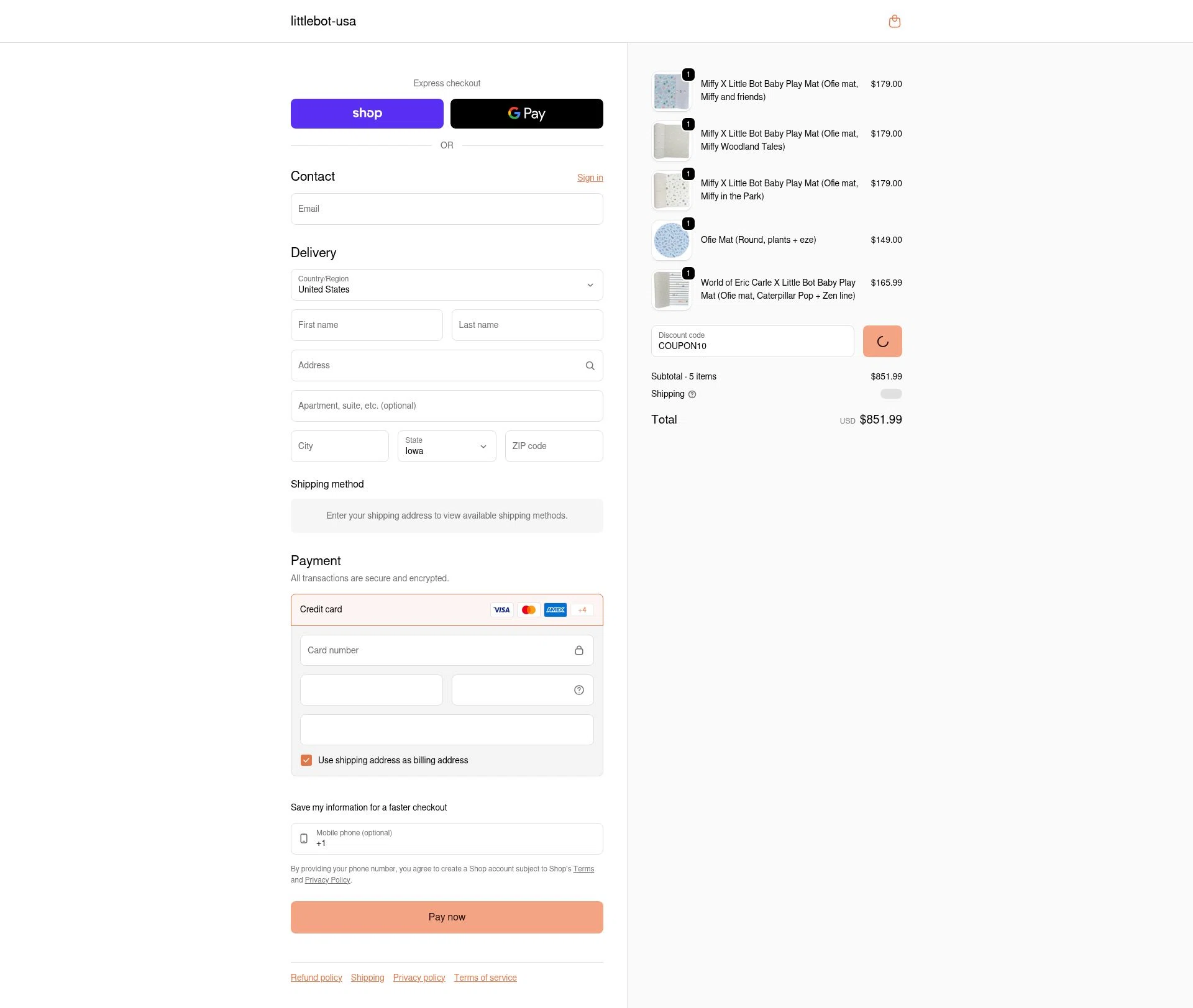 LITTLEBOT checkout page showing LITTLEBOT promo code box | Screenshot taken by SimplyCodes community member on Jan 13, 2026