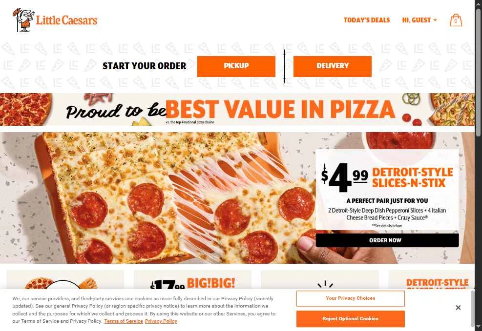 Little Caesars checkout page showing Little Caesars promo code box | Screenshot taken by SimplyCodes community member on Feb 18, 2026