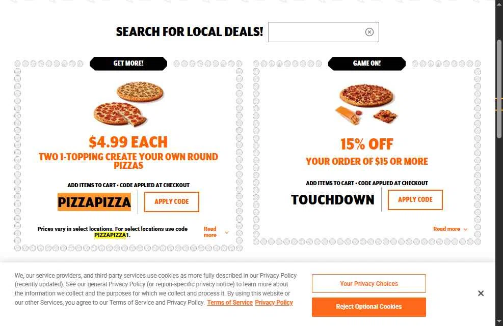 Little Caesars checkout page showing Little Caesars promo code box | Screenshot taken by SimplyCodes community member on Jan 10, 2026