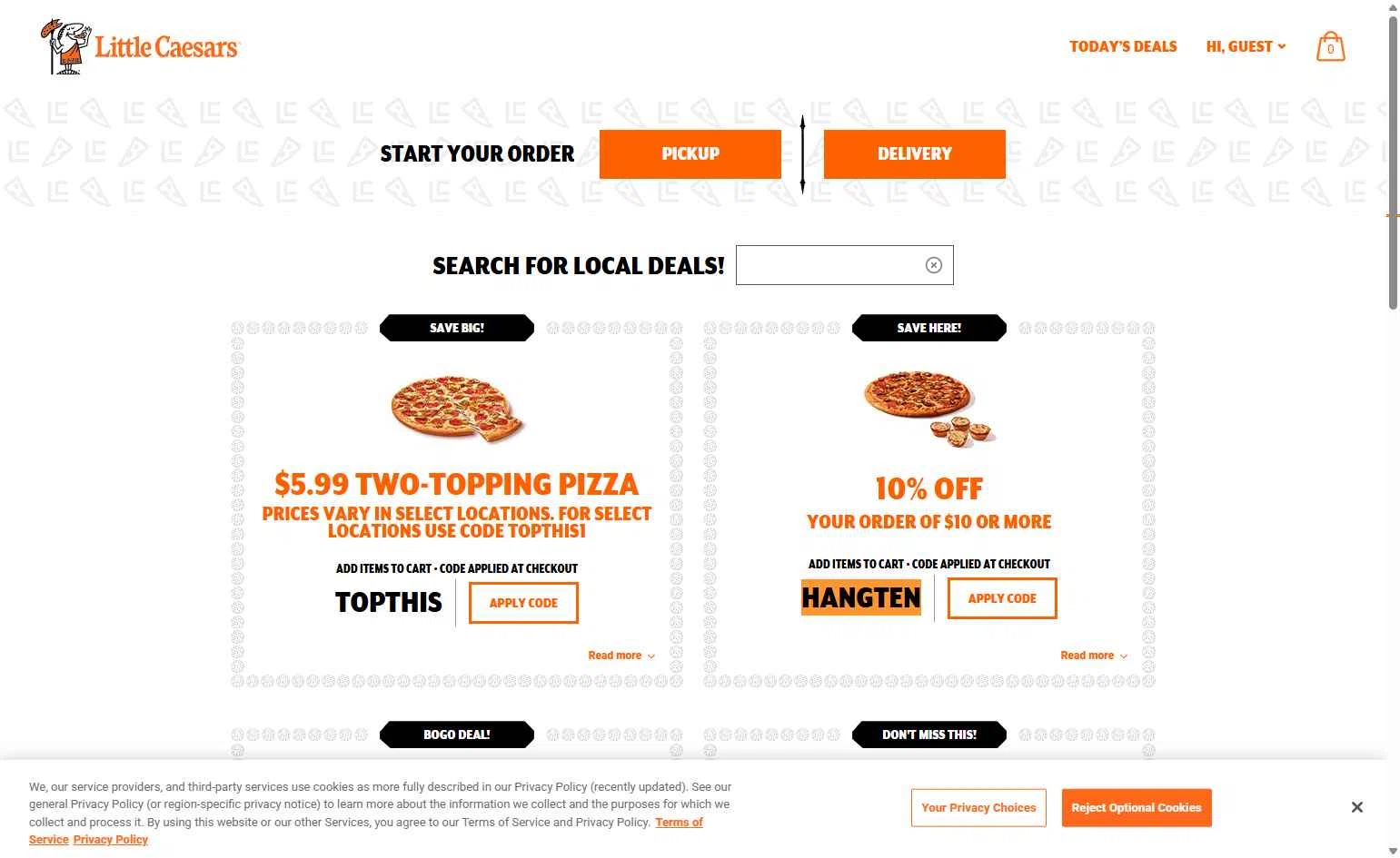Little Caesars checkout page showing Little Caesars promo code box | Screenshot taken by SimplyCodes community member on Dec 26, 2025