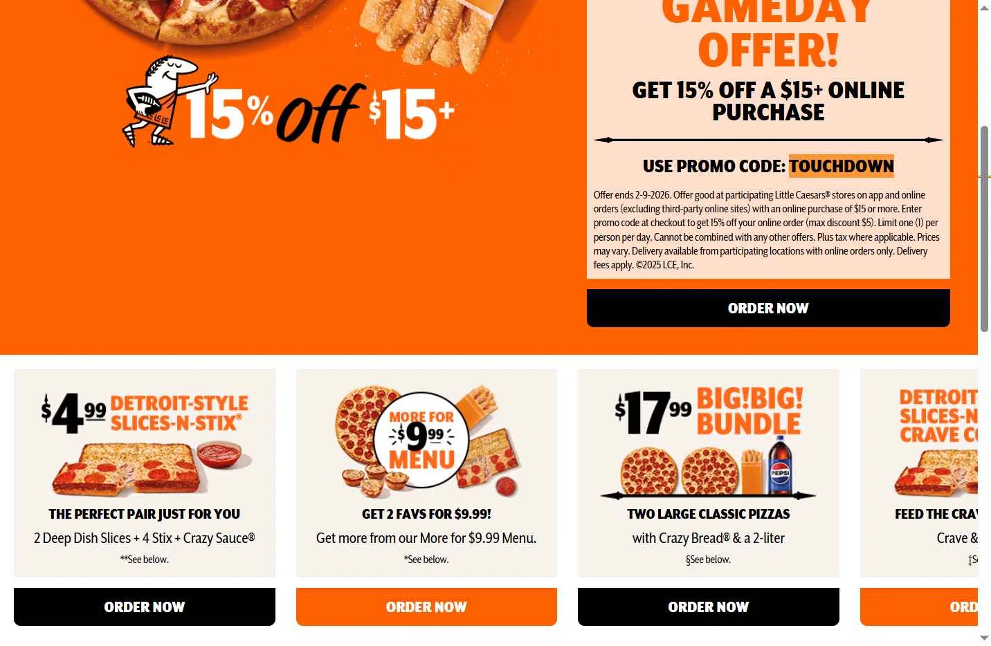 Little Caesars checkout page showing Little Caesars promo code box | Screenshot taken by SimplyCodes community member on Jan 25, 2026