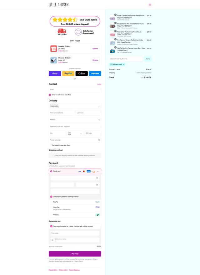 Little Chicken checkout page showing Little Chicken promo code box | Screenshot taken by SimplyCodes community member on Sep 8, 2025