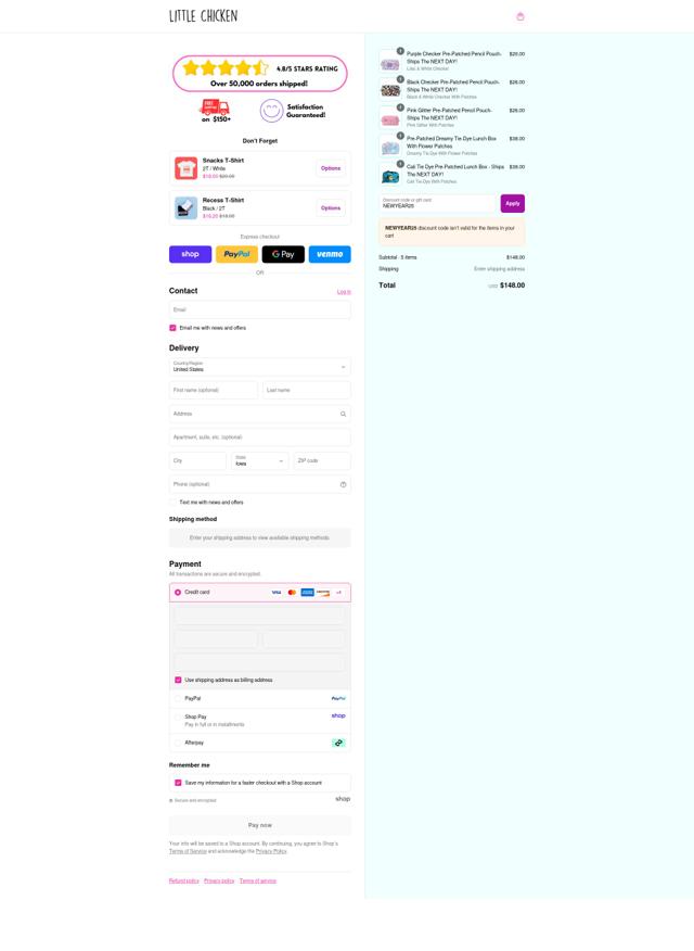 Little Chicken checkout page showing Little Chicken promo code box | Screenshot taken by SimplyCodes community member on Sep 8, 2025