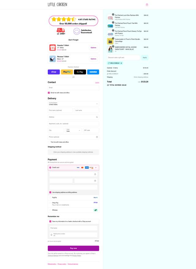 Little Chicken checkout page showing Little Chicken promo code box | Screenshot taken by SimplyCodes community member on Sep 3, 2025