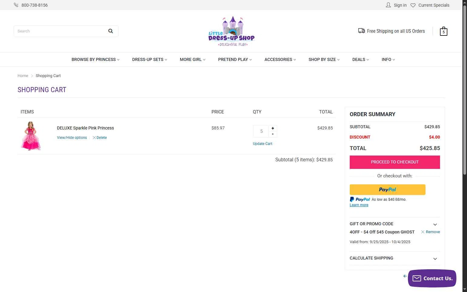 Little Dress Up Shop checkout page showing Little Dress Up Shop promo code box | Screenshot taken by SimplyCodes community member on Sep 28, 2025
