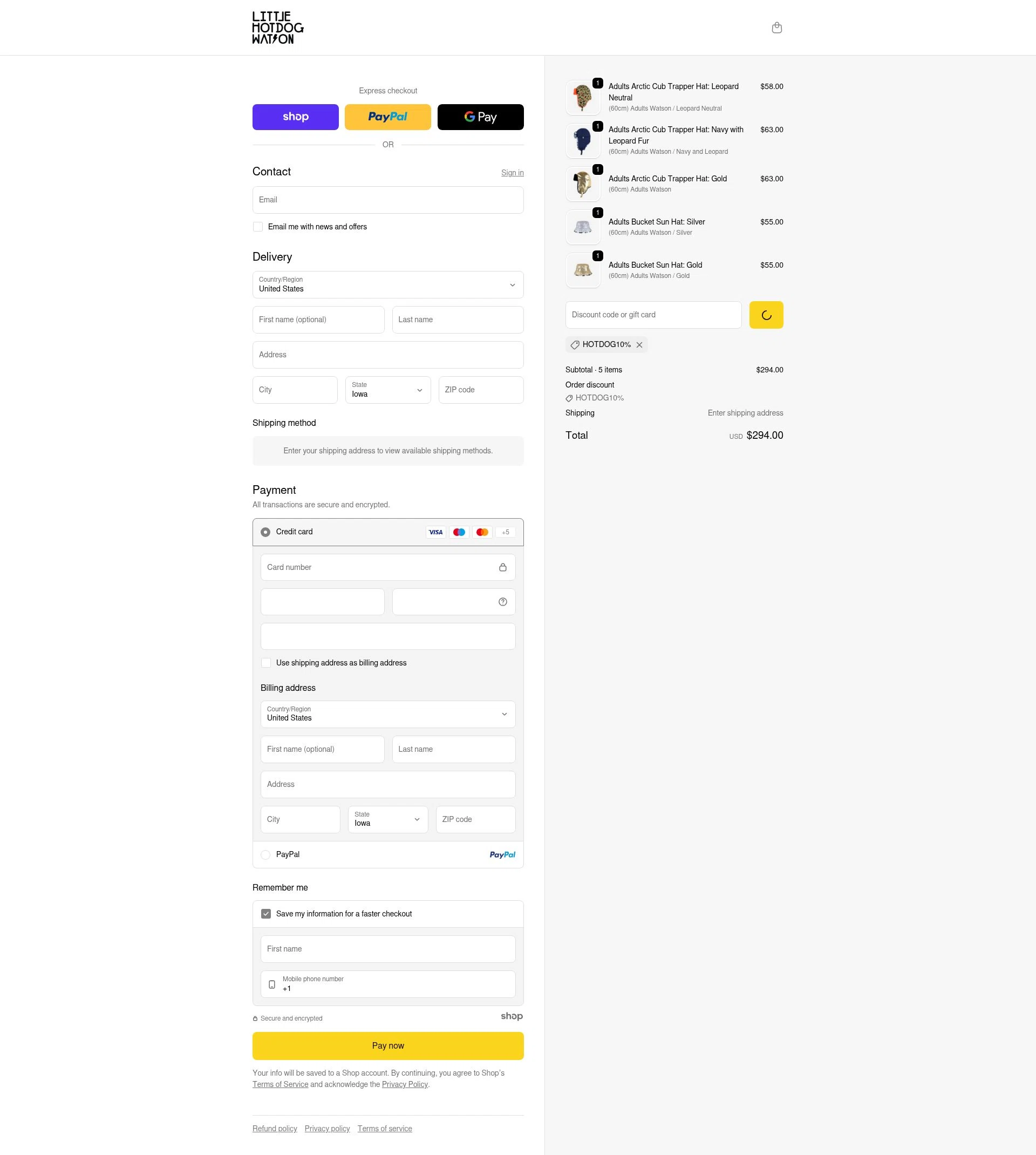 Little Hotdog Watson checkout page showing Little Hotdog Watson discount code box | Screenshot taken by SimplyCodes community member on Jan 1, 2026