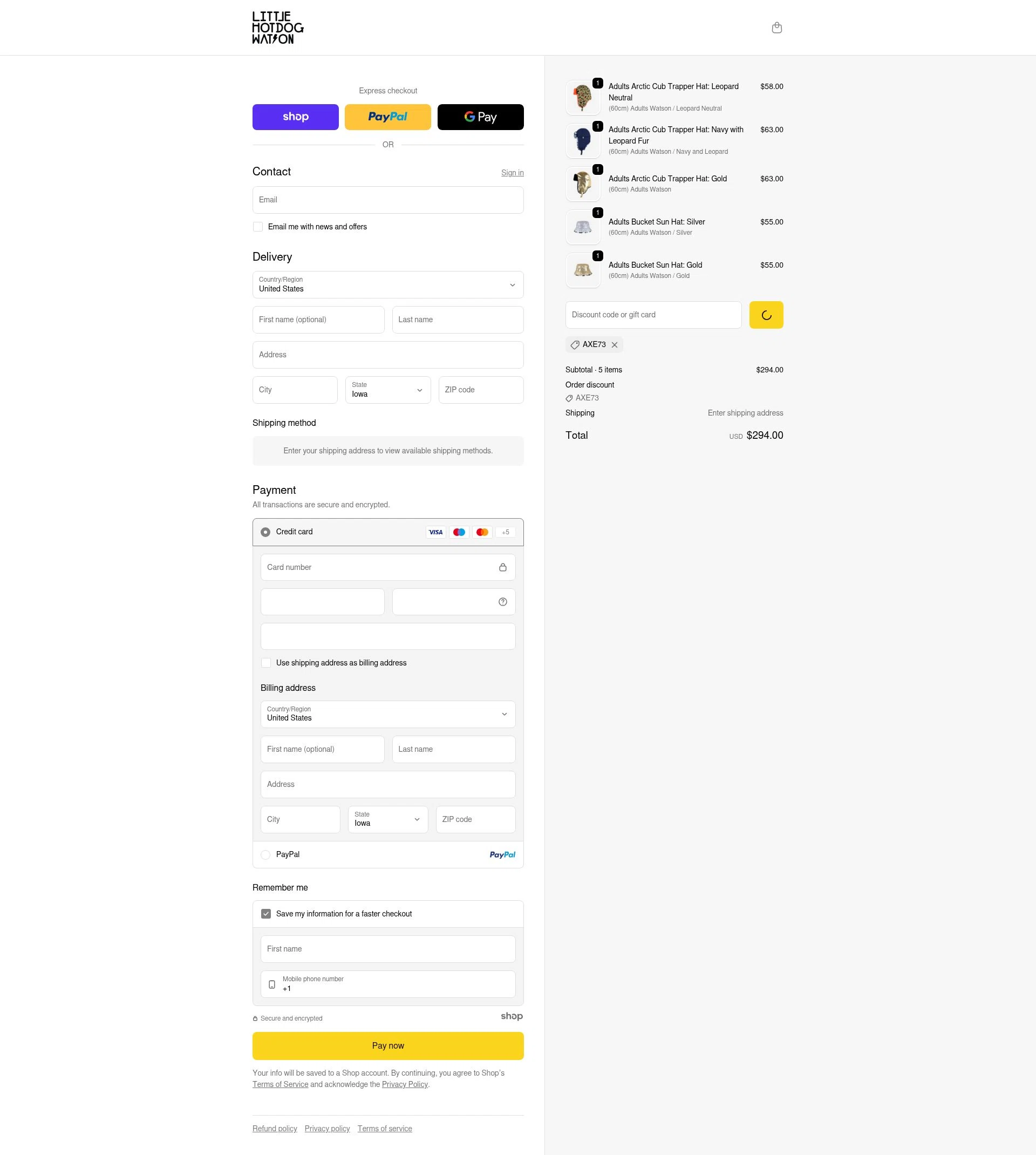 Little Hotdog Watson checkout page showing Little Hotdog Watson discount code box | Screenshot taken by SimplyCodes community member on Jan 1, 2026