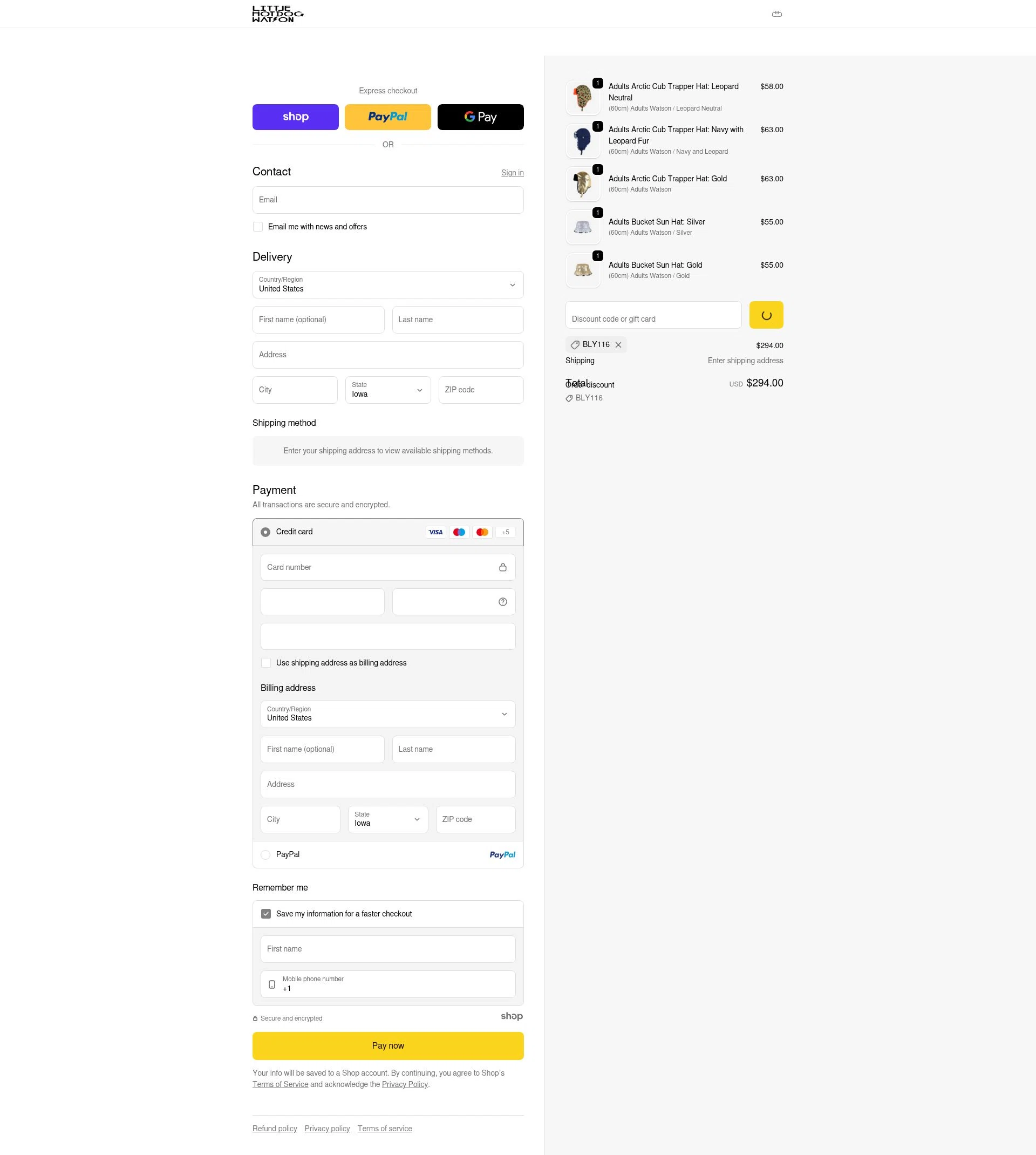 Little Hotdog Watson checkout page showing Little Hotdog Watson discount code box | Screenshot taken by SimplyCodes community member on Jan 1, 2026