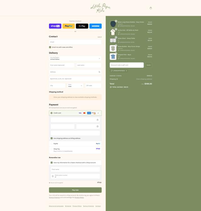 Little Paper Kids checkout page showing Little Paper Kids promo code box | Screenshot taken by SimplyCodes community member on Aug 27, 2025