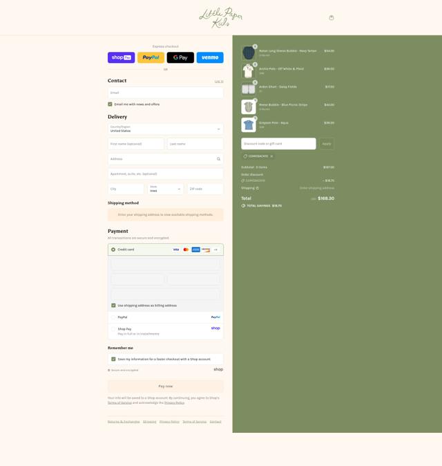Little Paper Kids checkout page showing Little Paper Kids promo code box | Screenshot taken by SimplyCodes community member on Aug 27, 2025