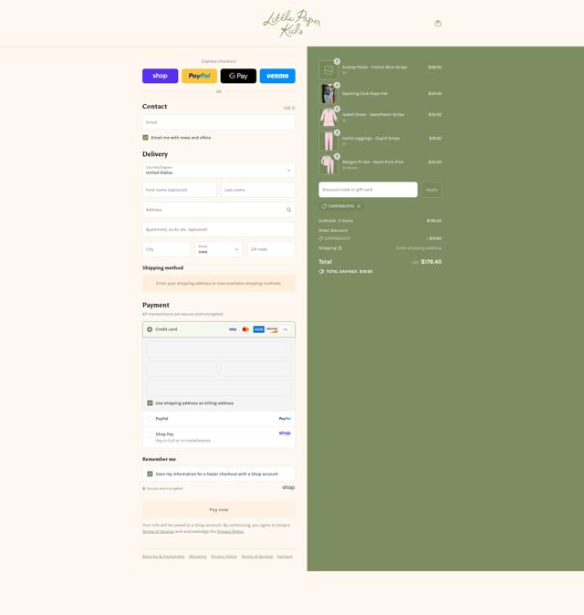 Little Paper Kids checkout page showing Little Paper Kids promo code box | Screenshot taken by SimplyCodes community member on Sep 4, 2025