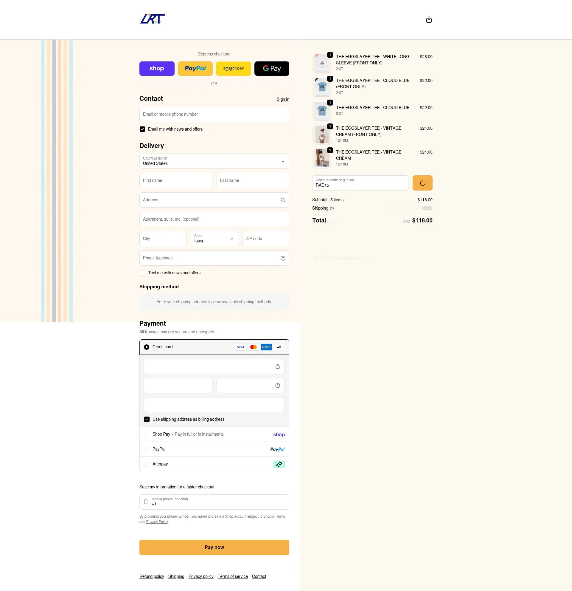 Little Rad Things checkout page showing Little Rad Things discount code box | Screenshot taken by SimplyCodes community member on Feb 17, 2026