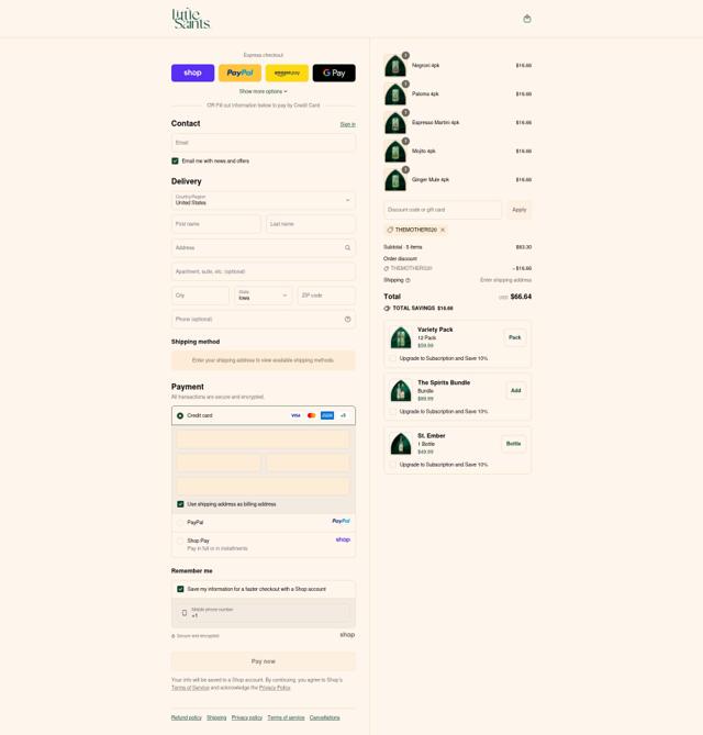 Little Saints checkout page showing Little Saints discount code box | Screenshot taken by SimplyCodes community member on Sep 15, 2025