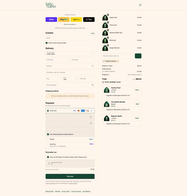 Little Saints checkout page showing Little Saints discount code box | Screenshot taken by SimplyCodes community member on Sep 6, 2025