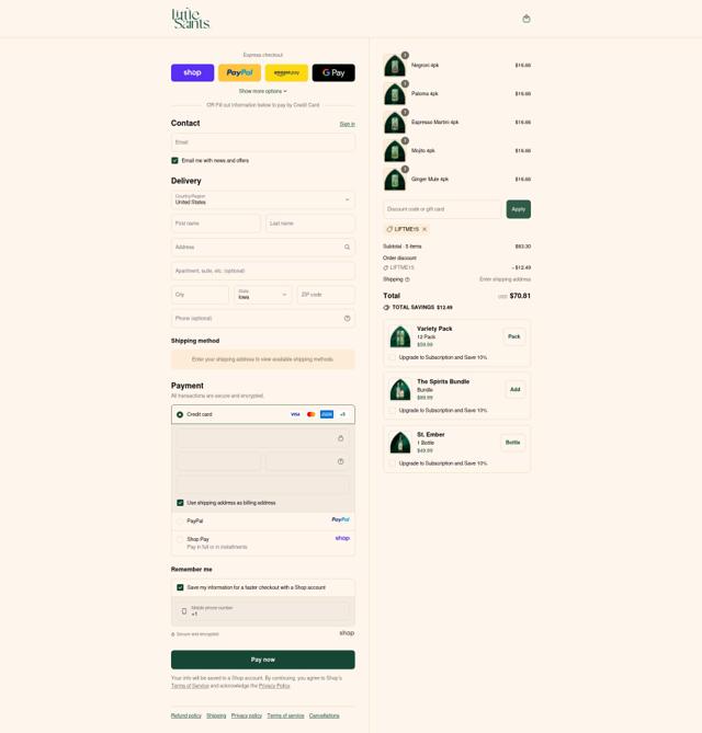 Little Saints checkout page showing Little Saints discount code box | Screenshot taken by SimplyCodes community member on Sep 15, 2025
