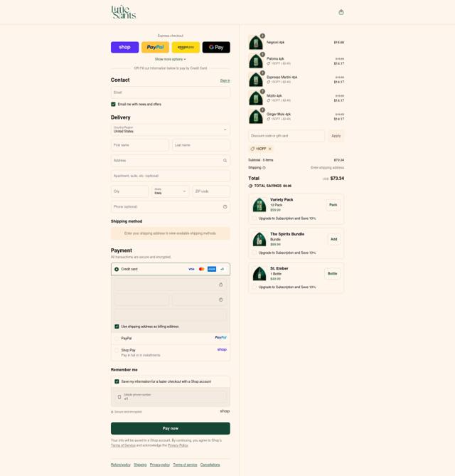 Little Saints checkout page showing Little Saints discount code box | Screenshot taken by SimplyCodes community member on Sep 10, 2025