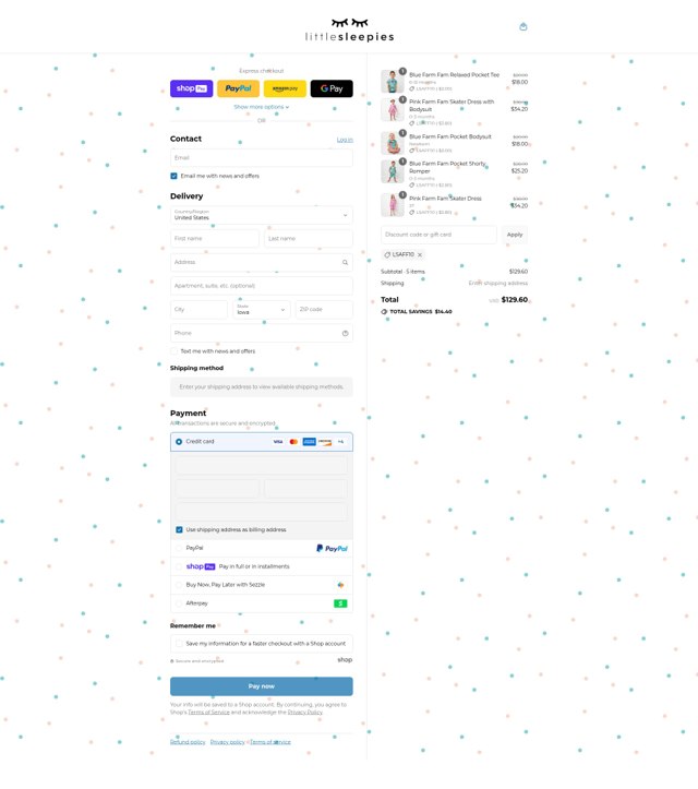 Little Sleepies checkout page showing Little Sleepies coupon code box | Screenshot taken by SimplyCodes community member on Jul 31, 2025