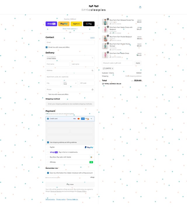 Little Sleepies checkout page showing Little Sleepies coupon code box | Screenshot taken by SimplyCodes community member on Jul 19, 2025