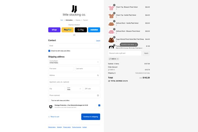 Little Stocking Co. checkout page showing Little Stocking Co. discount code box | Screenshot taken by SimplyCodes community member on Sep 2, 2025