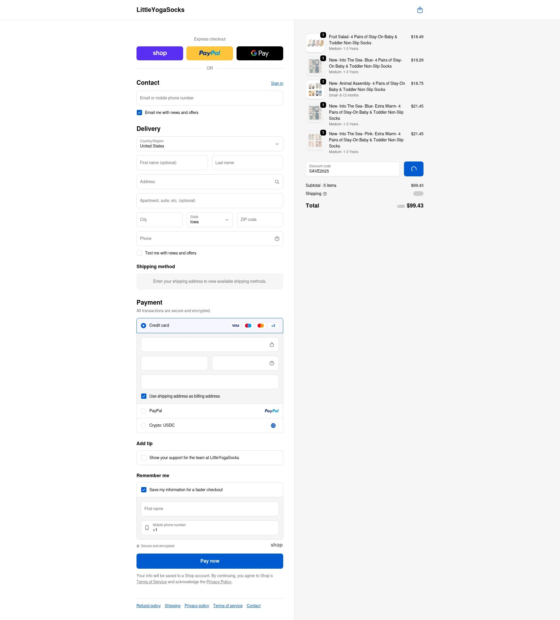 Little Yoga Socks checkout page showing Little Yoga Socks discount code box | Screenshot taken by SimplyCodes community member on Dec 27, 2025