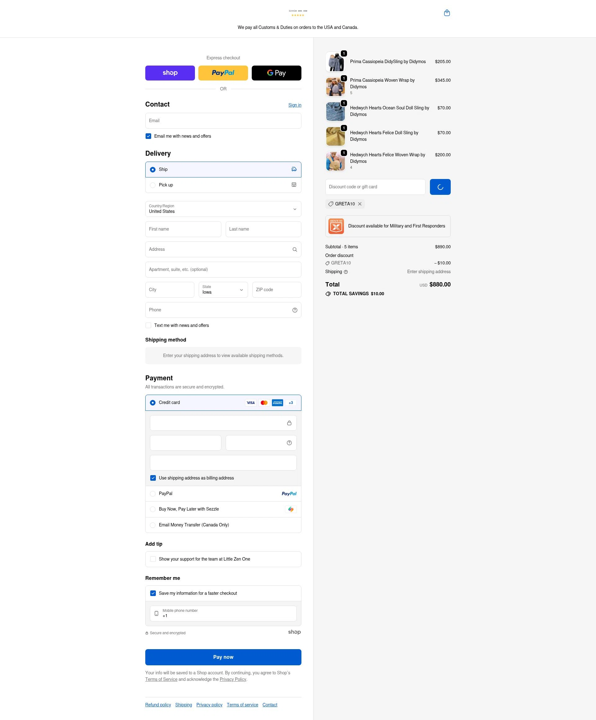 Little Zen One checkout page showing Little Zen One discount code box | Screenshot taken by SimplyCodes community member on Jan 29, 2026