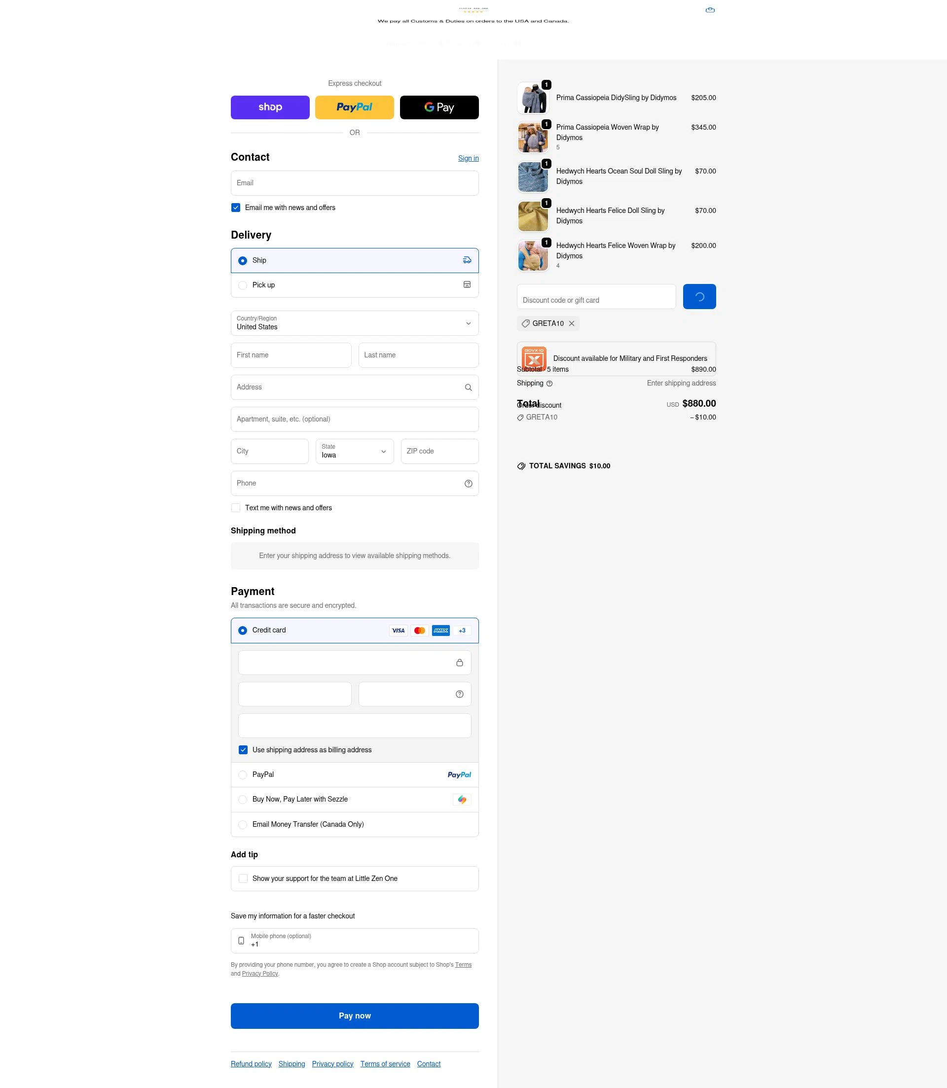 Little Zen One checkout page showing Little Zen One discount code box | Screenshot taken by SimplyCodes community member on Feb 2, 2026