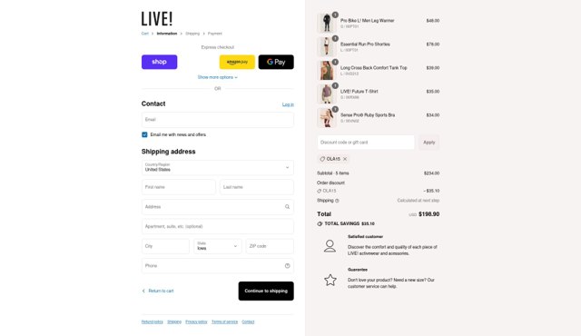 Live! checkout page showing Live! promo code box | Screenshot taken by SimplyCodes community member on Sep 1, 2025