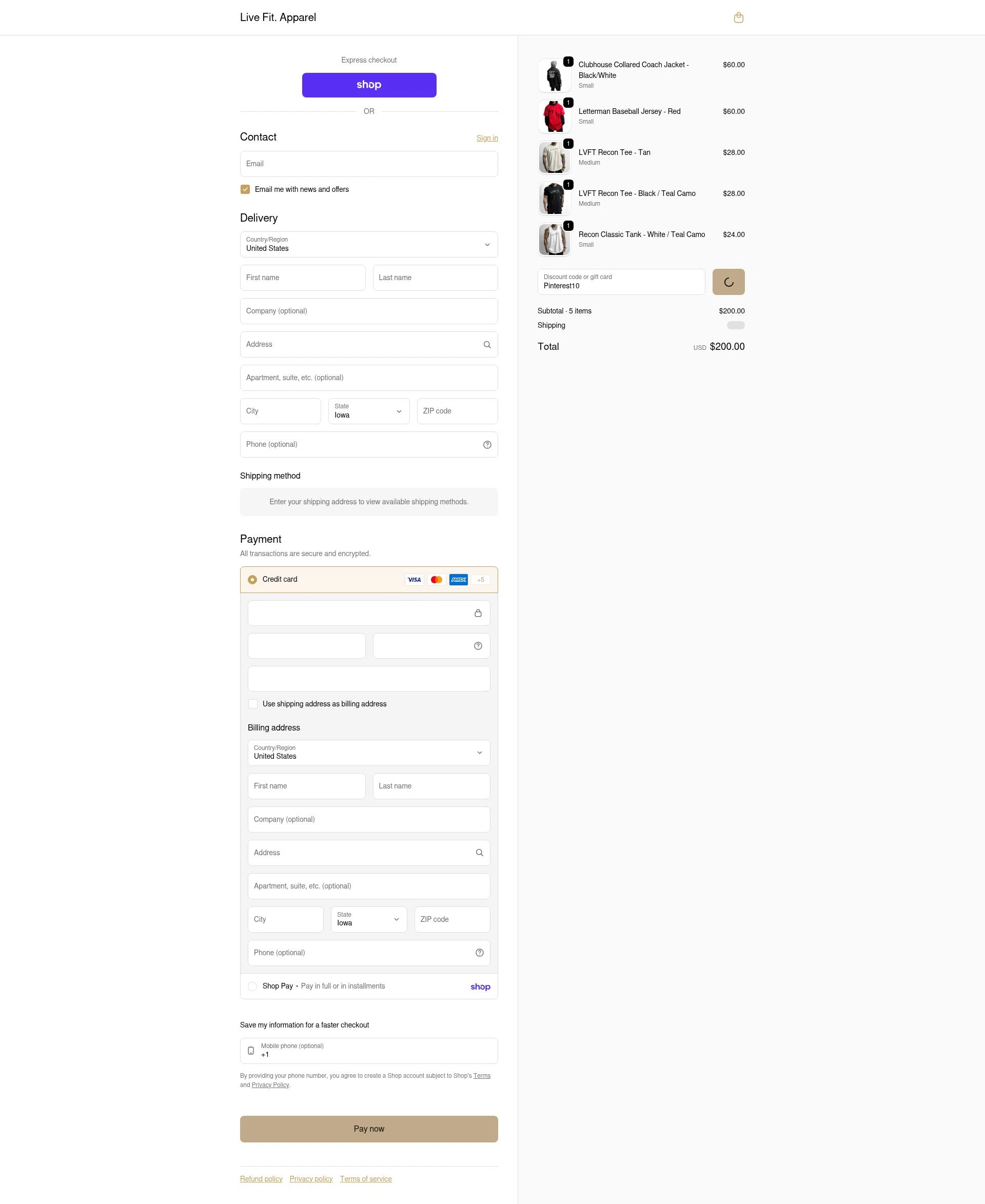 Live Fit checkout page showing Live Fit promo code box | Screenshot taken by SimplyCodes community member on Feb 10, 2026