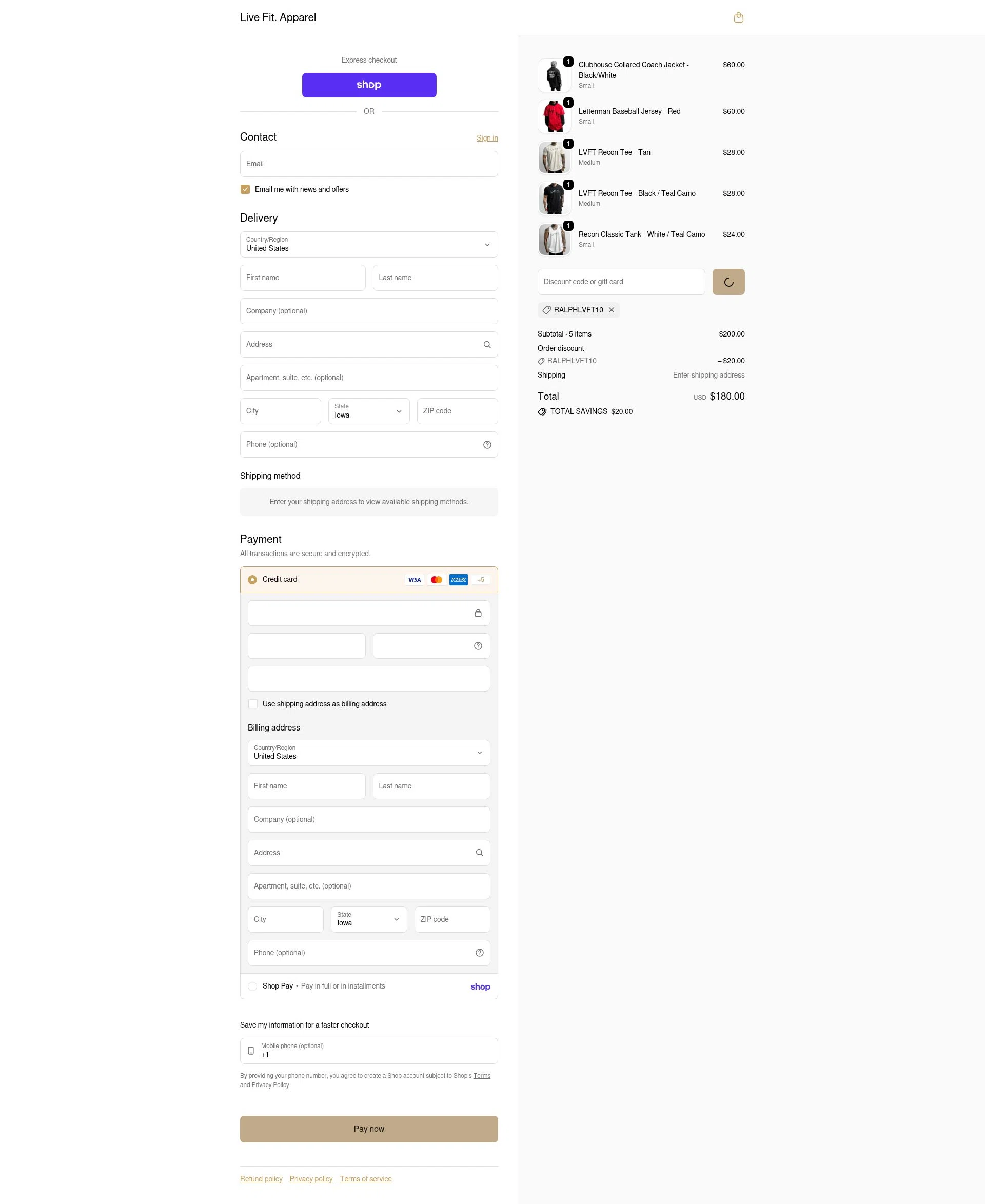 Live Fit checkout page showing Live Fit promo code box | Screenshot taken by SimplyCodes community member on Feb 10, 2026