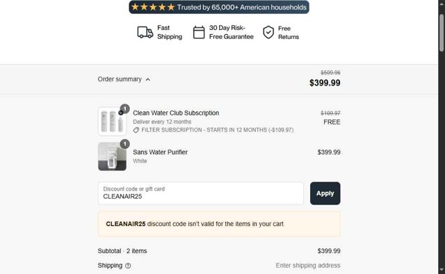 Sans checkout page showing Sans promo code box | Screenshot taken by SimplyCodes community member on Jul 16, 2025