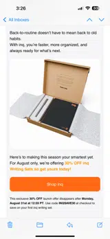 INQSAVE30 coupon verification screenshot
