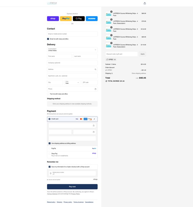 LivFresh checkout page showing LivFresh discount code box | Screenshot taken by SimplyCodes community member on Aug 30, 2025