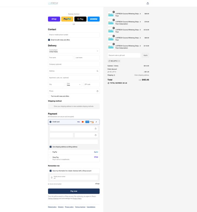 LivFresh checkout page showing LivFresh discount code box | Screenshot taken by SimplyCodes community member on Sep 3, 2025