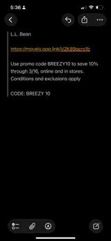 L.L. Bean Global coupon verification screenshot