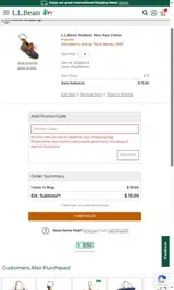 L.L. Bean Global coupon verification screenshot
