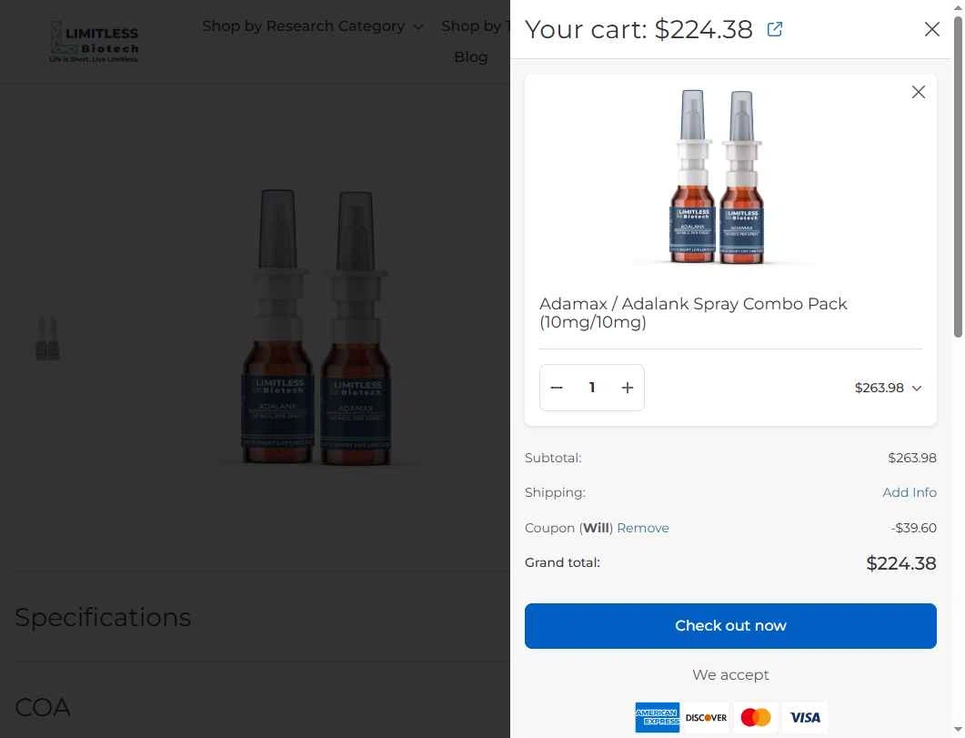 Limitless Life Nootropics checkout page showing Limitless Life Nootropics discount code box | Screenshot taken by SimplyCodes community member on Jan 31, 2026