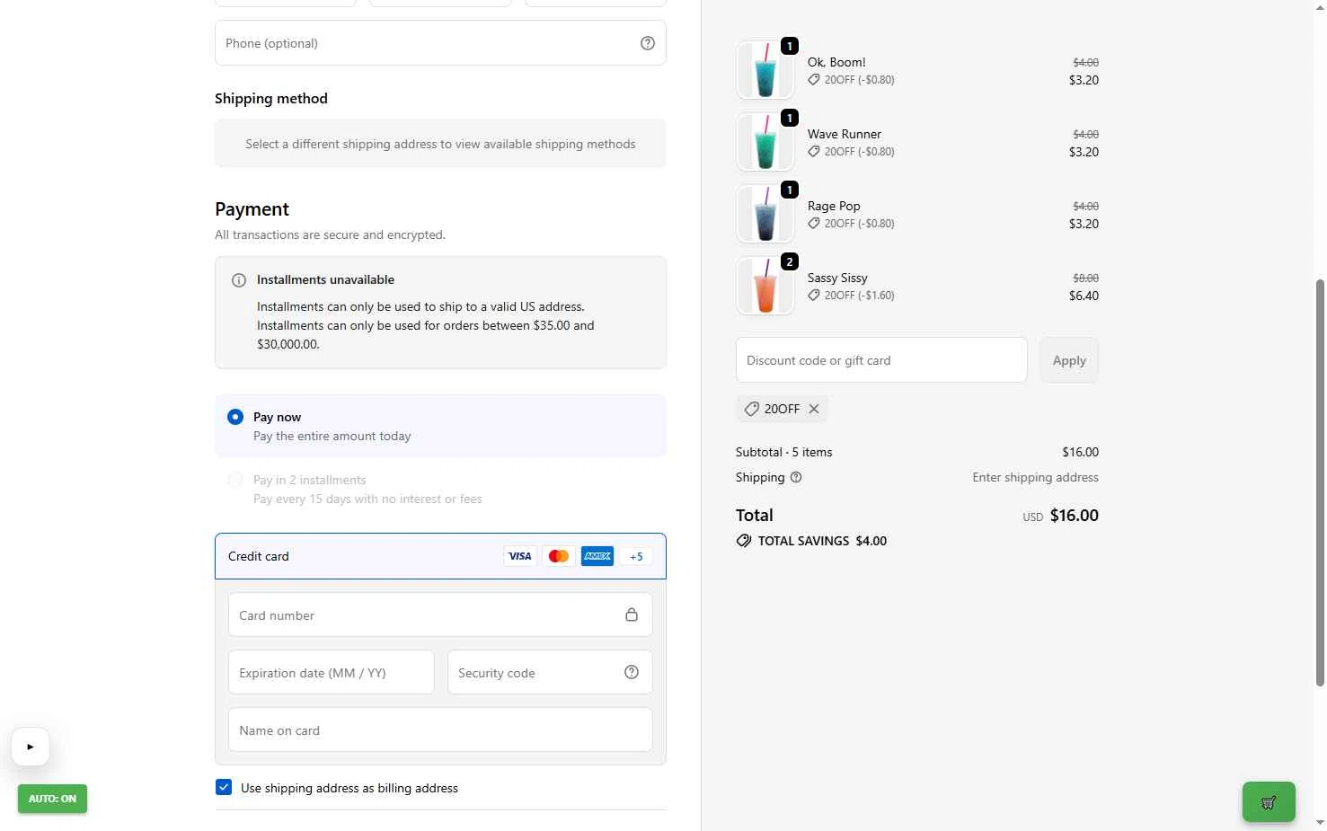 The Loaded Tea Shop checkout page showing The Loaded Tea Shop promo code box | Screenshot taken by SimplyCodes community member on Jan 7, 2026