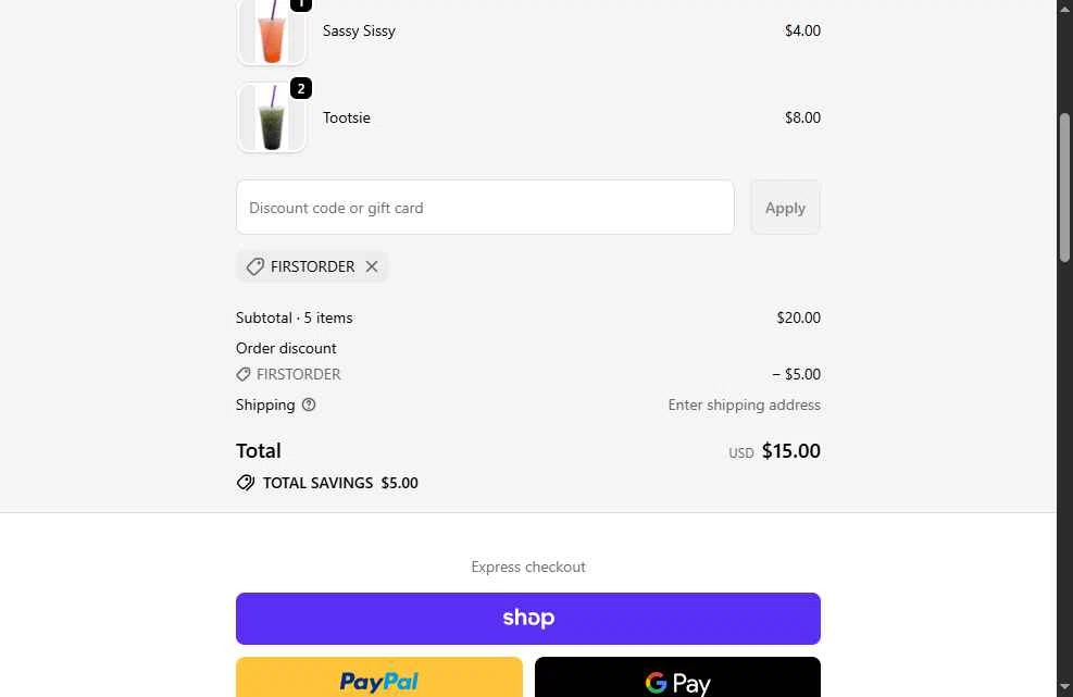 The Loaded Tea Shop checkout page showing The Loaded Tea Shop promo code box | Screenshot taken by SimplyCodes community member on Dec 20, 2025