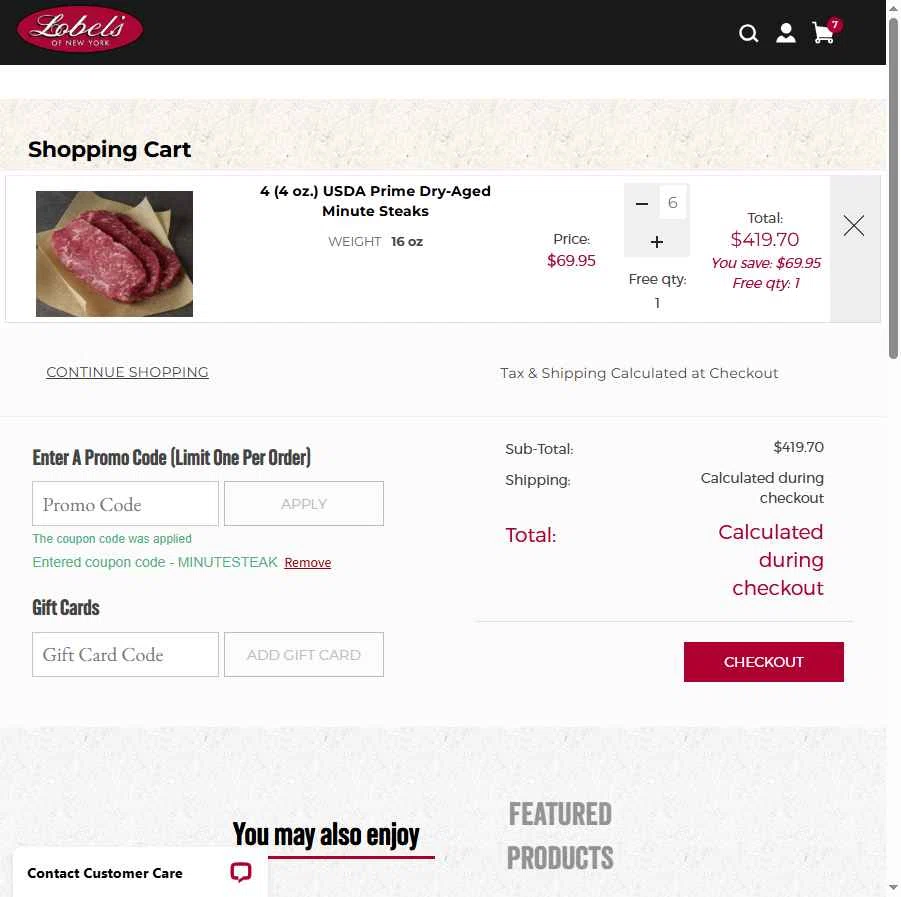 Lobe'ls checkout page showing Lobe'ls promo code box | Screenshot taken by SimplyCodes community member on Oct 25, 2025