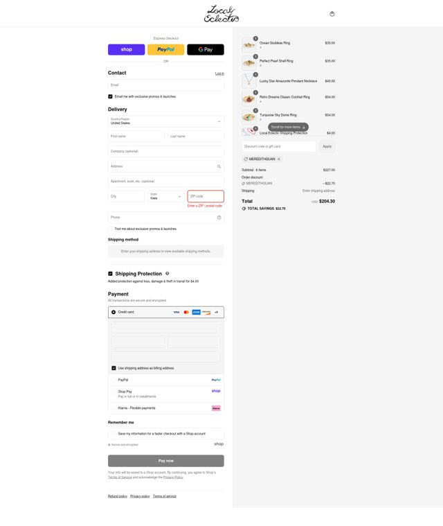 Local Eclectic checkout page showing Local Eclectic discount code box | Screenshot taken by SimplyCodes community member on Sep 4, 2025