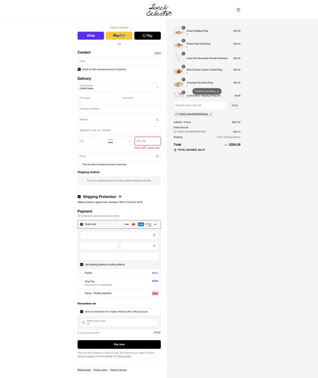 Local Eclectic checkout page showing Local Eclectic discount code box | Screenshot taken by SimplyCodes community member on Sep 4, 2025