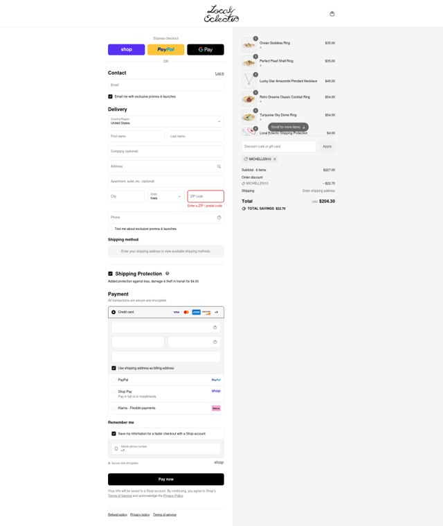 Local Eclectic checkout page showing Local Eclectic discount code box | Screenshot taken by SimplyCodes community member on Sep 4, 2025
