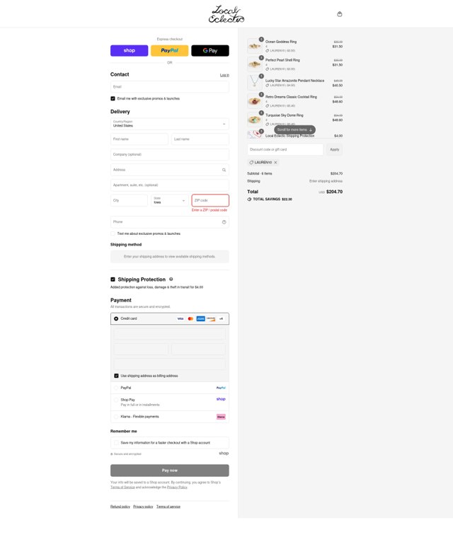 Local Eclectic checkout page showing Local Eclectic discount code box | Screenshot taken by SimplyCodes community member on Sep 4, 2025