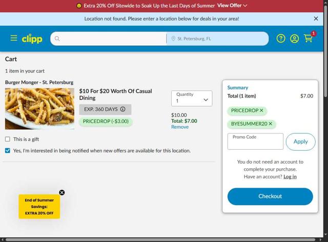 Clipp.com checkout page showing Clipp.com promo code box | Screenshot taken by SimplyCodes community member on Sep 12, 2025