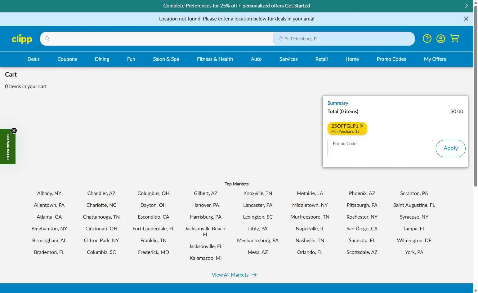 Clipp.com checkout page showing Clipp.com promo code box | Screenshot taken by SimplyCodes community member on Dec 6, 2025