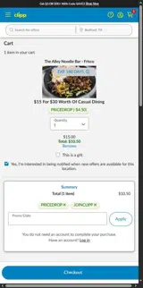 Clipp.com coupon verification screenshot