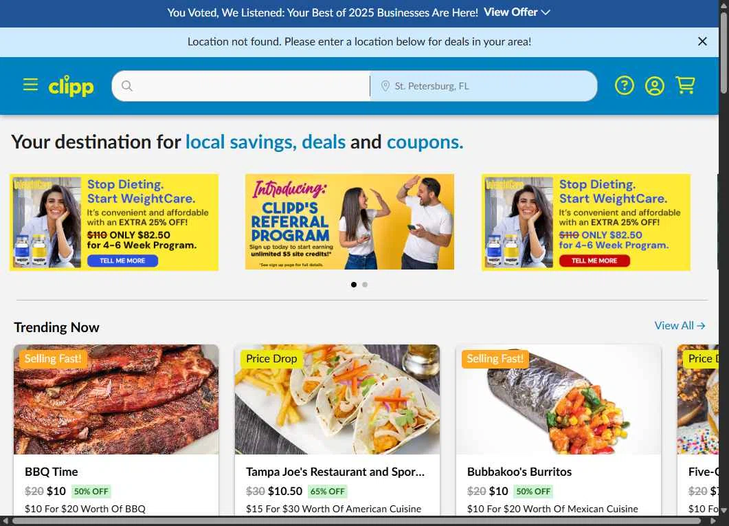 Clipp.com checkout page showing Clipp.com promo code box | Screenshot taken by SimplyCodes community member on Dec 2, 2025