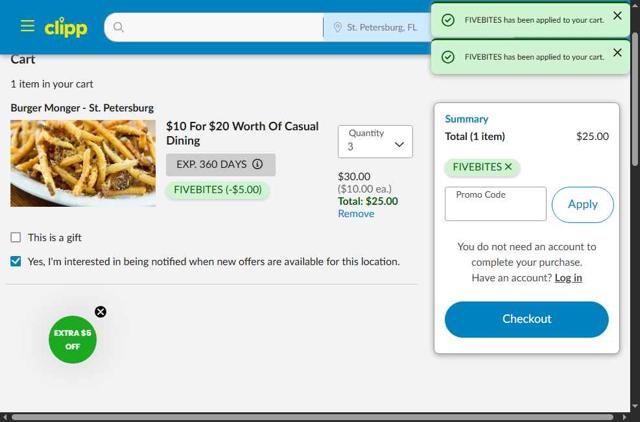 Clipp.com checkout page showing Clipp.com promo code box | Screenshot taken by SimplyCodes community member on Sep 26, 2025