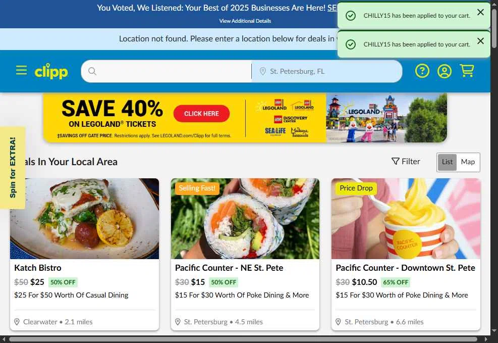 Clipp.com checkout page showing Clipp.com promo code box | Screenshot taken by SimplyCodes community member on Dec 19, 2025